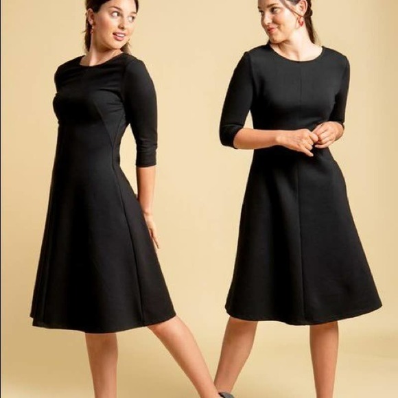 Betabrand Dresses & Skirts - Betabrand Ready Set Go Dress Black Pocket Pullover 3/4 Sleeve Knee Length Sz XL